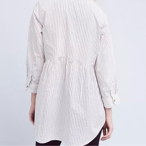 Anthropologie Holding Horses Patchwork Poplin Button Front Tunic Top Size M - Picture 3 of 10